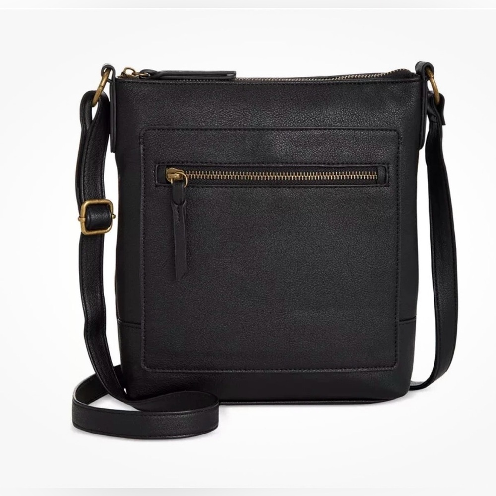 Style & Co Hudsonn North South Crossbody Bag Women's Black Top Zip Closure